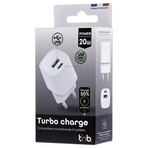 Chargeur Nano USB-C - Charge Rapide 20W - T'NB