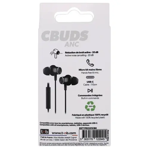Ecouteurs USB-C ANC - Noir - T'NB