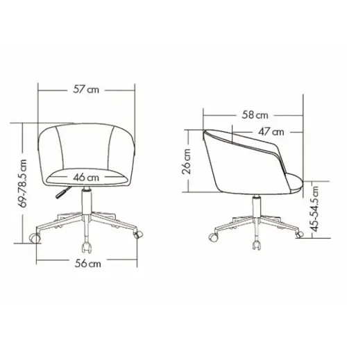 2 Fauteuil Arco avec Roues et Piétement Métal Noir - Beige - GENERIQUE