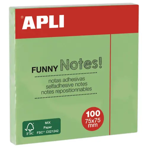 Bloc notes adhésives 75 x 75 mm 100 feuilles vert pastel