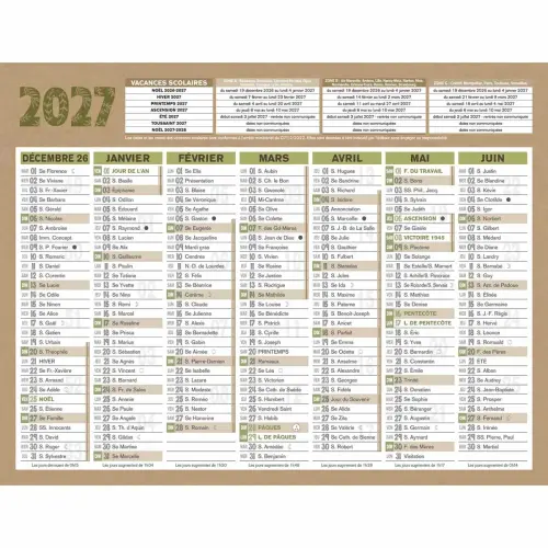Calendrier banque  Natura 14 mois - 17,5x13,5 cm - Janvier &agrave; d&eacute;cembre - BOUCHUT GRANDREMY 