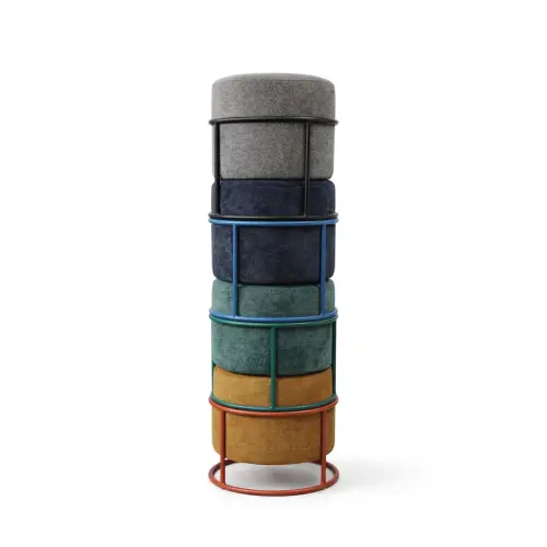 Pouf empilable bleu