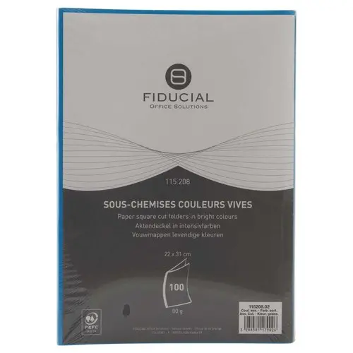 100 Sous-chemises - 22x31 cm - 80g - Coloris assortis - FIDUCIAL