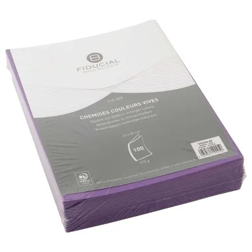 100 Chemises cartonnées colorées - Violet - FIDUCIAL