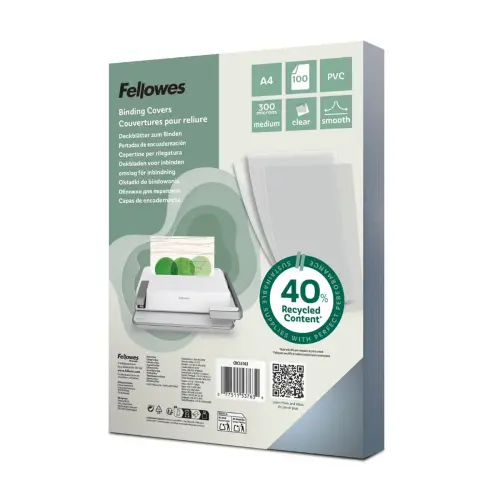 100 Couvertures PVC transparentes - 300 microns - A4 - FELLOWES 