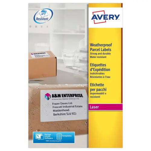 Boîte d'étiquettes inaltérables laser AVERY 99,1x57 mm 250 étiq/boîte