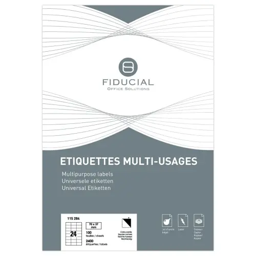 100 Etiquettes adhésives blanches 7.0 x 3.7 cm - Fiducial