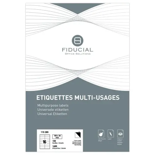 1 600 Etiquettes - Coins carr&eacute;s 105 x 35 mm - Fiducial 