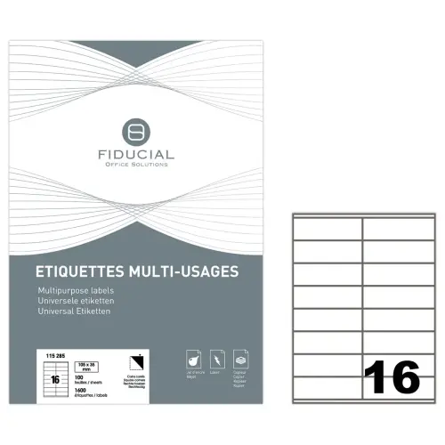 1 600 Etiquettes - Coins carr&eacute;s 105 x 35 mm - Fiducial 