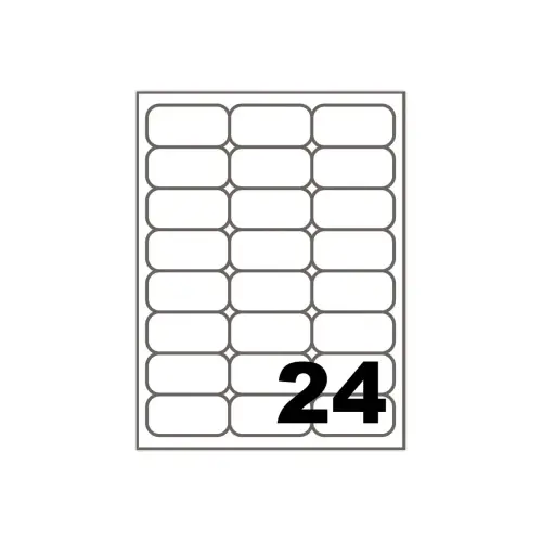 100 planches de 24 étiquettes à coins ronds - 63,5 x 33,9 mm - FIDUCIAL