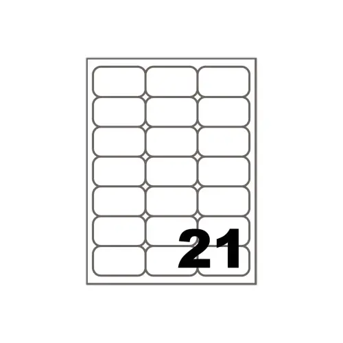 100 Planches de 21 étiquettes à coins ronds - 63,5 x 38,1 mm - FIDUCIAL OFFICE SOLUTIONS