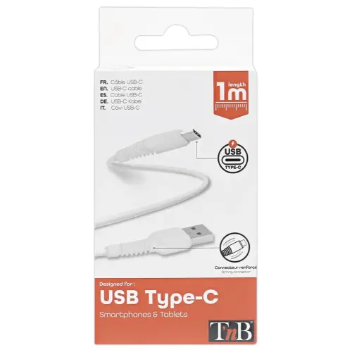 Câble USB-C renforcé - 1m - Blanc - T'nB