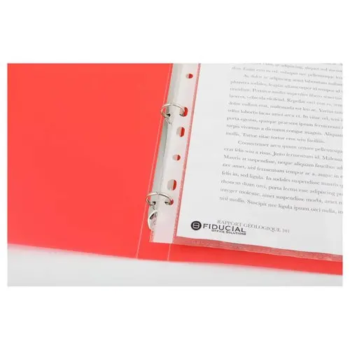 Classeur translucide coloré 4 anneaux, dos 2 cm - Rouge - FIDUCIAL