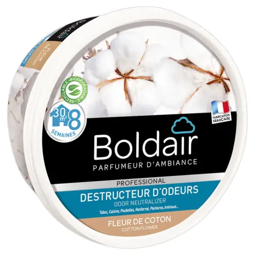 Gel destructeur d'odeurs - 300 g - Fleur de coton - Boldair