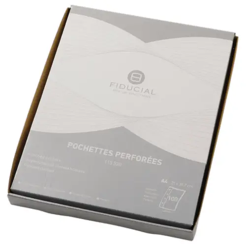 100 Pochettes perforées en polypropylène 6,5/100e lisse - FIDUCIAL
