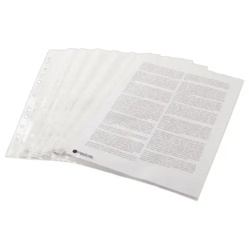 100 Pochettes perforées en polypropylène 6,5/100e lisse - FIDUCIAL