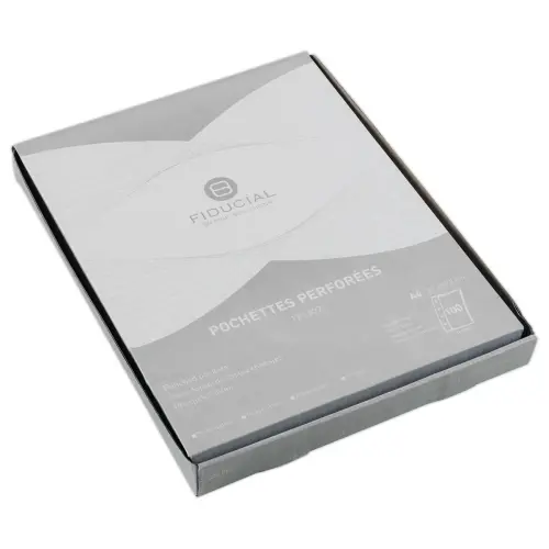 100 pochettes perforées cristal renforcées - A4 - Grammage 10/100e - Fiducial