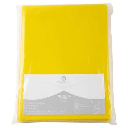 100 Pochettes coins en polypropylène 11/100e Jaune - Fiducial