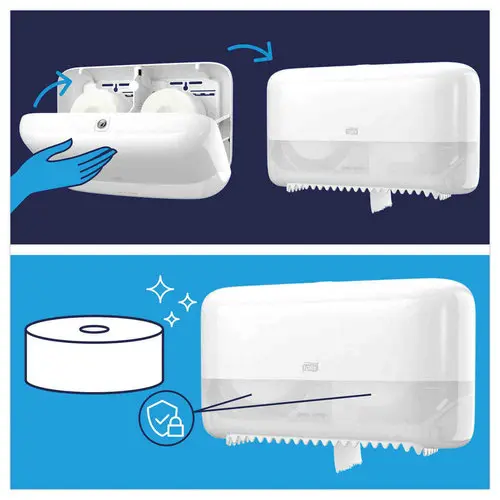 Distributeur double pour papier toilette Mid-Size sans mandrin - TORK
