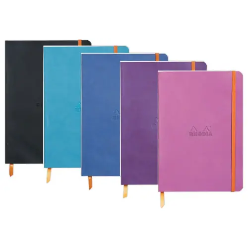 Carnet broché ligné Rhodiarama A5 - 160 p - bleu - RHODIA