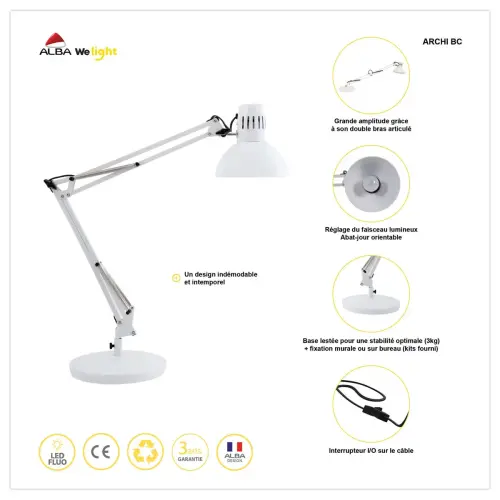 Lampe LED Archi - BLANCHE - ALBA
