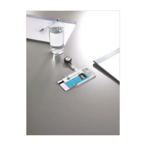 10 Porte-badges securit&eacute; 2 cartes -  9x5,4 cm avec enrouleur 