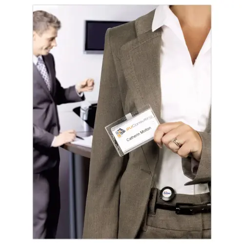 10 Porte-badges securit&eacute; 2 cartes -  9x5,4 cm avec enrouleur 