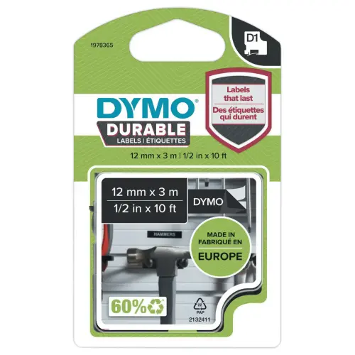 Ruban pour titreuse D1 &laquo; Durable &raquo; - 12 mm x 5,5m - Dymo 