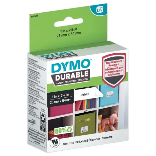 2 rouleaux de 450 étiquettes Durable LW pour code-barres - 19 x 64 mm - DYMO