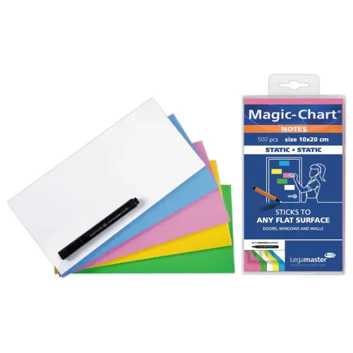 500 Notes &eacute;lectrostatiques Magic Chart - 5 couleurs - 10 x 20 cm - LEGAMASTER 