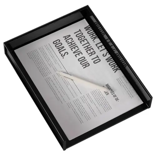 Set de 2 corbeilles &agrave; courrier noires avec trieur de bureau 