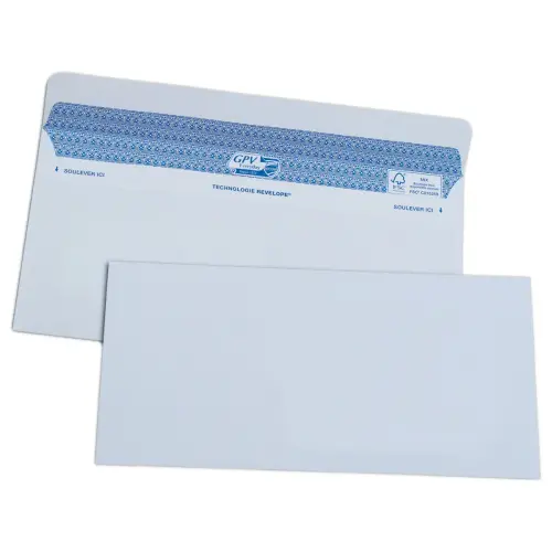 100 Enveloppes Secure blanches - 112x225 mm - 90g - GPV