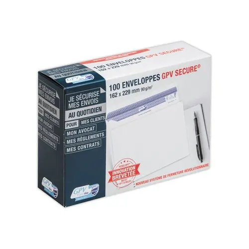 100 Enveloppes Secure blanches - 162x229 mm - 90g - GPV