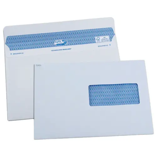 100 Enveloppes Secure blanches 16.2x22.9cm à fenêtre