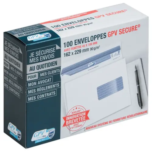 100 Enveloppes Secure blanches 16.2x22.9cm à fenêtre