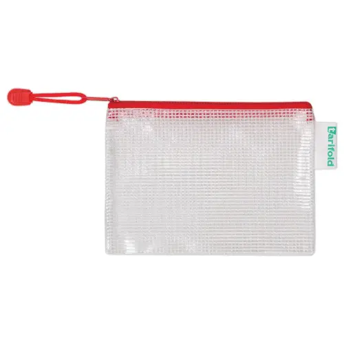 8 Pochettes souples armées zip - A6 - Rouge - TARIFOLD