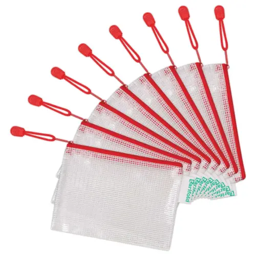 8 Pochettes souples armées zip - A6 - Rouge - TARIFOLD
