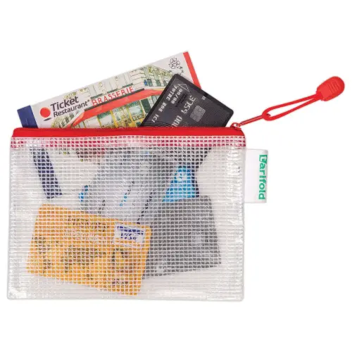 8 Pochettes souples armées zip - A6 - Rouge - TARIFOLD