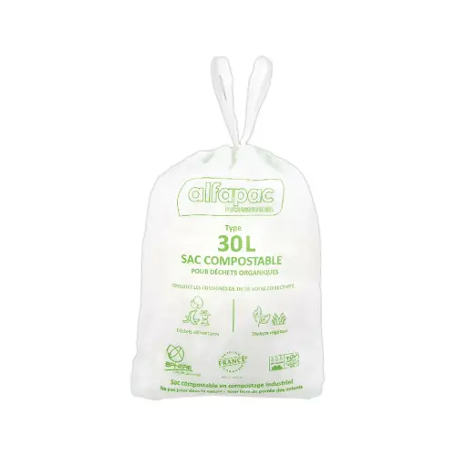 250 Sacs verts pour déchets quotidiens 30L