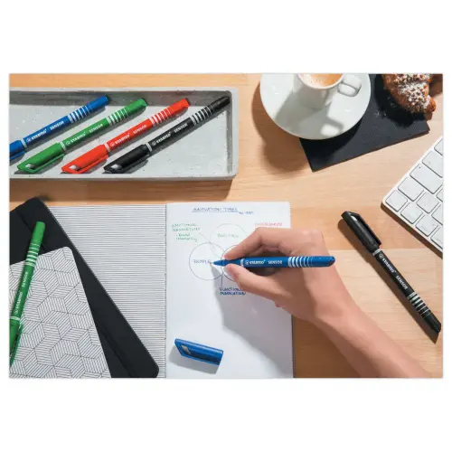 4 Stylos-feutres SENSOR F - Pointe fine - Encre &agrave; base d'eau - Coloris assortis - STABILO 