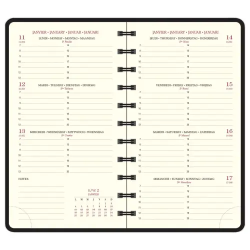 Agenda semainier Swan - 9x16cm - Bleu pétrole - Janvier à décembre - EXACOMPTA