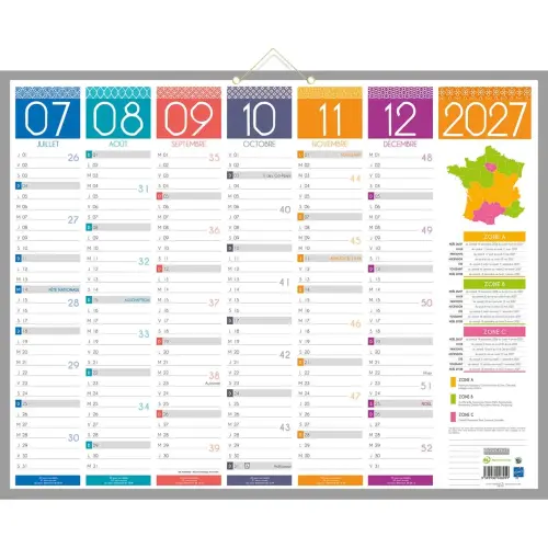 Calendrier banque Tendance 12 mois - 55x43 cm - Janvier à décembre - BOUCHUT GRANDREMY