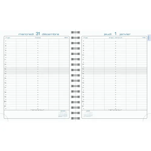 Agenda J/D journalier Exacompta Napura - 18x22,5 cm - Bleu
