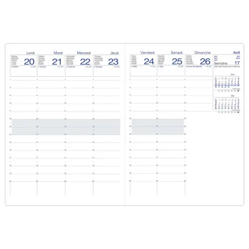 Agenda semainier - 16x24 cm - Décembre à décembre - Anthracite
