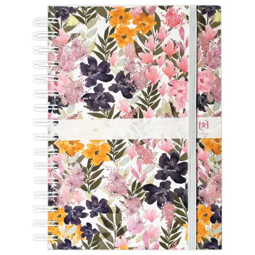 Agenda semainier Flowers - 15x21cm - Rose - Janvier à décembre - OXFORD