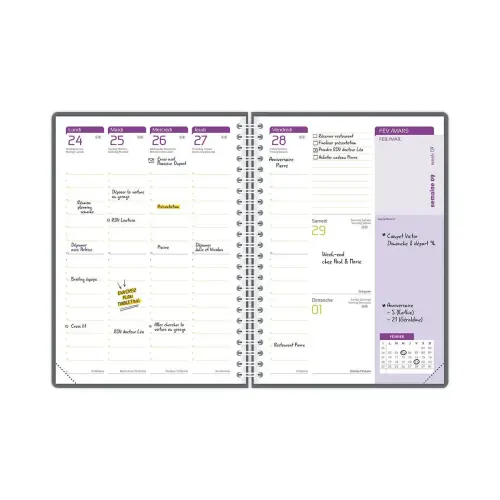 Agenda semainier Flowers - 15x21cm - Rose - Janvier à décembre - OXFORD