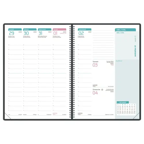Agenda semainier Flowers - 15x21cm - Rose - Janvier à décembre - OXFORD