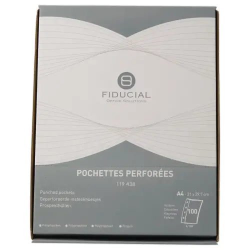 100 Pochettes perfor&eacute;es A4 - FIDUCIAL 