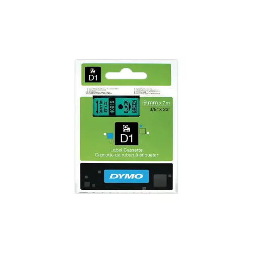 Ruban pour titreuse DYMO D1 9mm Noir/Vert