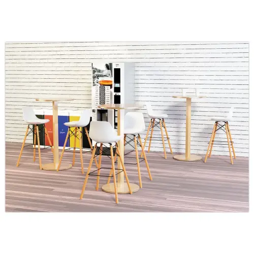 Table haute WOODY ronde 60 cm - Blanc 